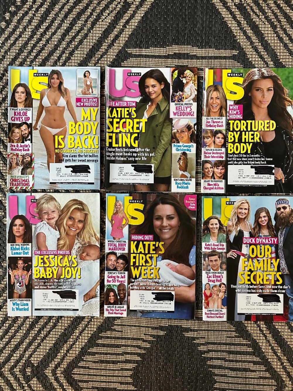 Vintage Lot of 6 US Weekly Magazines 2013 Celebrity Gossip Fashion Party Life